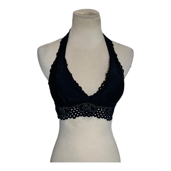 Black halter neck padded lace bralette size small - Picture 6 of 8